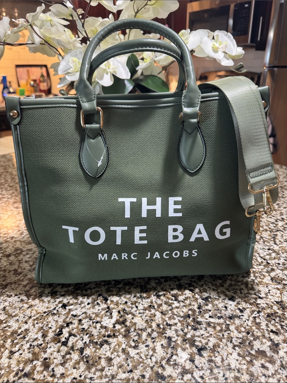 Marc Jacobs Olive Green Canvas 'The Tote Bag' with Removable Strap